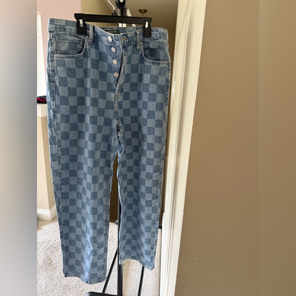 Wild Fable High Rise Blue Checkered Jeans